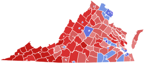 The redder the counties, the larger the margin of victory.