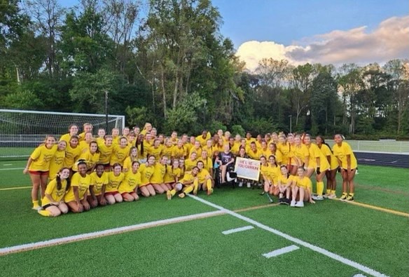 The Crofton High School Soccer and Field Hockey teams wore Yellow to Support Sophomore Caroline Ray. Photo Courtesy of @croftongirlssoccer and @crofton.yearbook on Instagram
