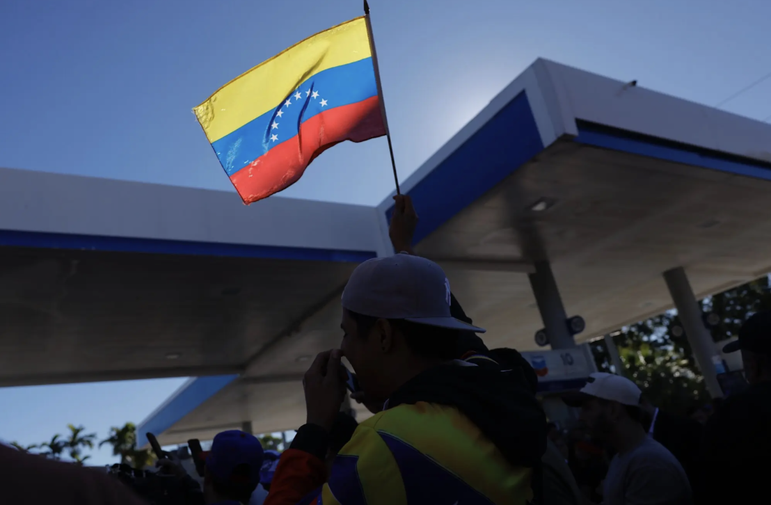 People in Doral, Fla., celebrating the capture of President Nicolás Maduro by U.S. forces on Saturday (Image from the New York Times).